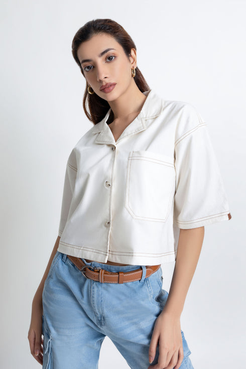 The White Boxy Crop Top